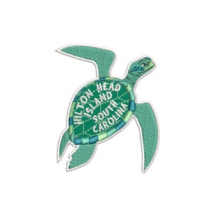 Sea Turtle Patch - Hilton Head Island - SC -Ocean - Iron On Embroidered Patches - DIY - CUSTOM Your Trip Geometric Shell Design Sea Life