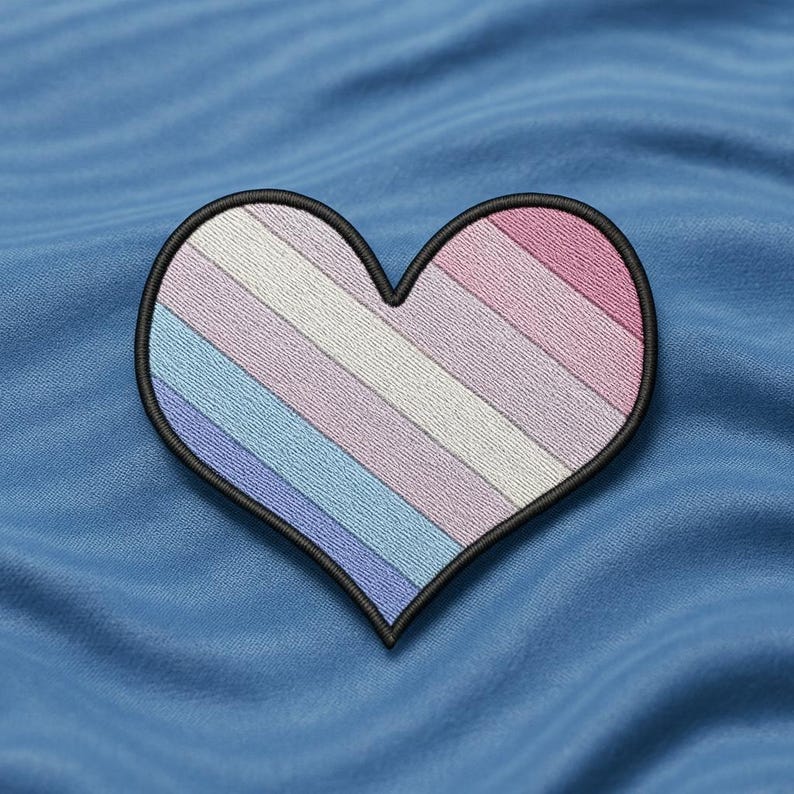 Bigender Heart Patch/iron-on Patch/embroidered Sew-on Applique for ...