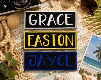 Personalized Name Patch Embroidered Iron-on/Sew-on Applique for Uniforms Vest Jacket Clothing Backpack - Custom Text Patches, Custom Nametag
