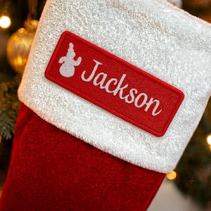 4"x1.5" Christmas Name Patch CUSTOM YOUR NAME Personalized Stocking Name Tag Embroidered Iron-on/Sew-on Premium Applique Festive Font 1 Each