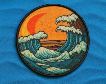 Écusson vagues de l'océan/Écusson thermocollant/Cadeau ambiance plage/Souvenir de vacances amusantes pour fille à la noix de coco/Écusson à coudre pour vêtements Sac fourre-tout Sac à dos