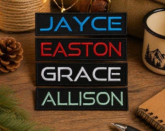 Personalized Name Patch Embroidered Iron-on/Sew-on Applique for Uniforms Vest Jacket Clothing Backpack - Custom Text Patches, Custom Nametag