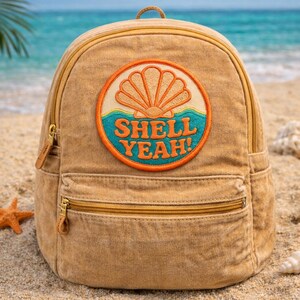 Shell Yeah! Patch/Iron-On Patch/Fun Ocean Vacation Coconut Girl/Beach Souvenir Gift/Sew-on Applique for Clothing, Hats, Tote Bags, Backpack image 4