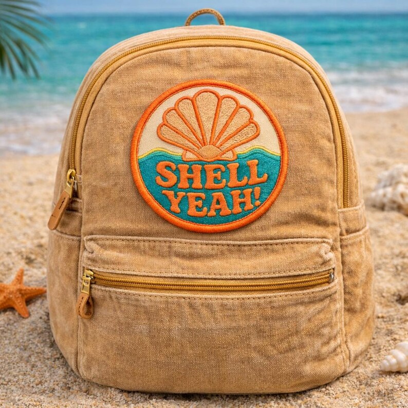 Shell Yeah! Patch/Iron-On Patch/Fun Ocean Vacation Coconut Girl/Beach Souvenir Gift/Sew-on Applique for Clothing, Hats, Tote Bags, Backpack image 4