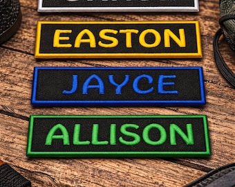1" T x 4" W Custom Name Patch/Iron-On Patch/Embroidered Sew-on Applique for Vest, Jacket, Clothing, Backpack, Personalized Name Tag Patches