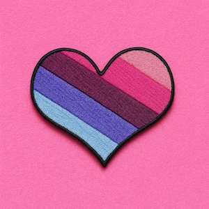 Patch de coração omnissexual/Patch termocolante/Patch LGBTQ/Aplique bordado para costurar, Patch "Amor é Amor", Patch dos Direitos dos Gays, Patch da Igualdade de Direitos