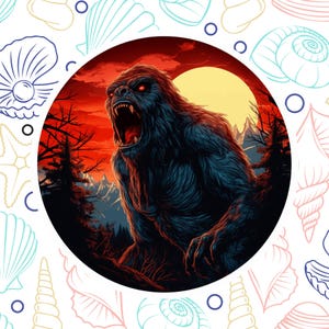 Bigfoot Sticker Decal, Waterproof Vinyl Cryptid Sticker, Water Bottle Laptop Decal, Sasquatch, Myth Legend, Creature, Monster, Roaring