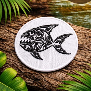 Piranha Patch/Iron-On Patch/Tropical Fish/Amazon River & Jungle/Embroidered Sew-on Applique for Clothing, Vest/Jacket, Hat, Backpack, Gear