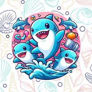Cute Shark Sticker Decal, Waterproof Vinyl Sticker, Water Bottle Laptop Decal, Travel Souvenir, Ocean Animal, Cartoon, Colorful, Great White