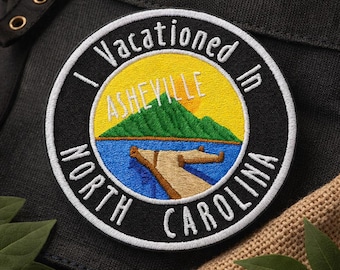 I Vacationed In North Carolina Patch/Iron-on Patch/Mountain Lake Dock/Embroidered Sew-on Applique for Clothing Vest/Jacket Backpack Tote Bag