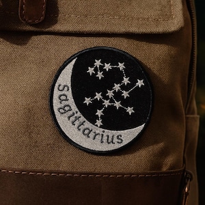 Sagittarius Sign Zodiac Constellation Embroidered Patch – Iron-On Patch - Astrology Star Sign Gift - Celestial Patch - Horoscope Patch