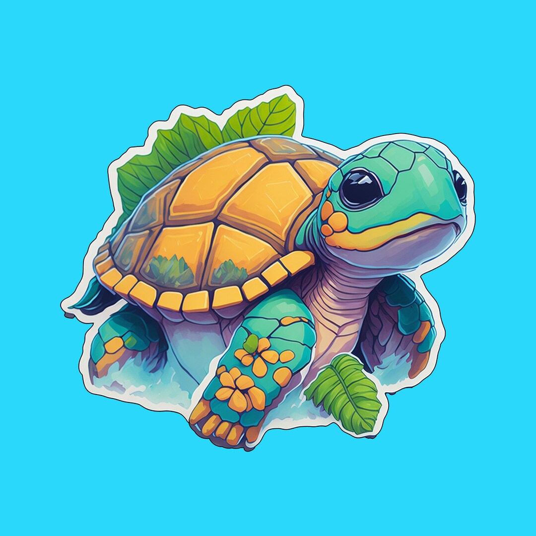 Cute Sea Turtle Sticker Decal, Waterproof Vinyl Beach Animal Sticker ...