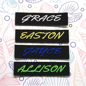 Personalized Name Patch Embroidered Iron-on/Sew-on Applique for Uniforms Vest Jacket Clothing Backpack - Custom Text Patches, 3.5x1&quot; Nametag