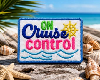 Cruise Control Patch/Iron-On Patch/Coconut Girl Fun Vacation Gift/Beach Vibes/Sew-on Applique for Clothing Vest/Jacket Hat Tote Bag Backpack