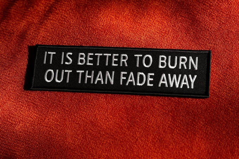 It Is Better To Burn Out Than Fade Away Patch/Iron-On Patch/Highlander Kurgan/Embroidered Sew-on Applique for Clothing Backpack Weiß