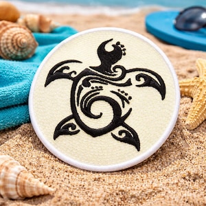 Sea Turtle Patch/Iron-on Patch/Beach Vacation Souvenir Gift/Sea Animals/Embroidered Sew-on Applique for Clothing Vest/Jacket Backpack
