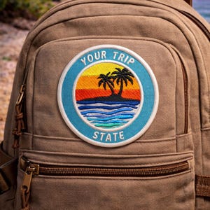 Custom Patch/Iron-On Patch/Personalized Tropical Island w/Palm Trees/Embroidered Sew-On Applique for Vest/Jacket, Clothes, Backpack Tote Bag image 8