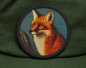 Red Fox Patch/Iron-on Patch/Sew-on Applique for Jacket, Clothing, Backpacks, Wild Animal Badge, Souvenir, Nature Patches, Outdoor, Portrait