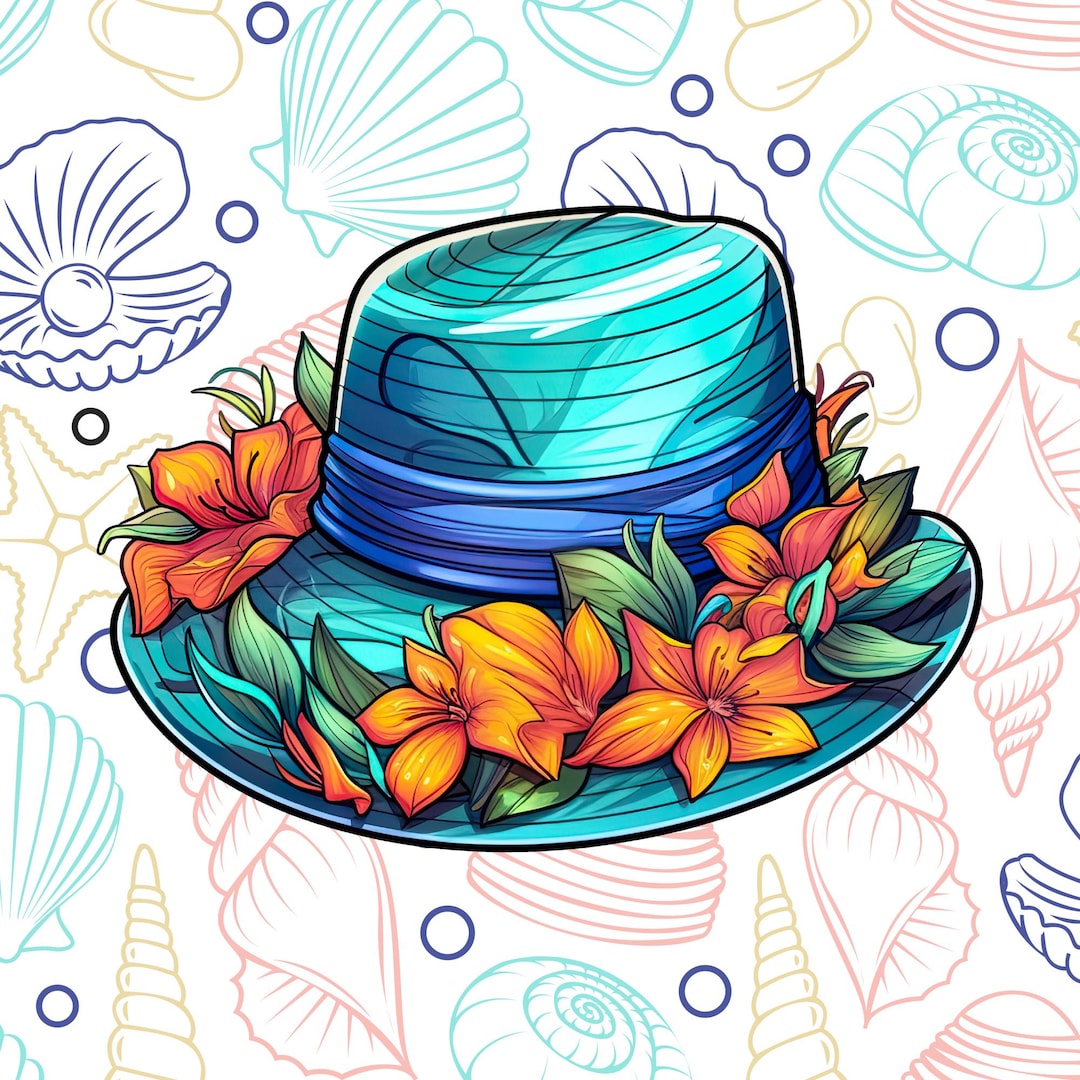 Vibrant Beach Hat Sticker Decal, Waterproof Vinyl Beach Animal Sticker ...