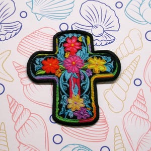Christian Cross Patch Iron-on/Sew-on Applique for Vest Jacket Backpack Clothing, Religious Badge, God, Jesus, Bible Verse, Church Group