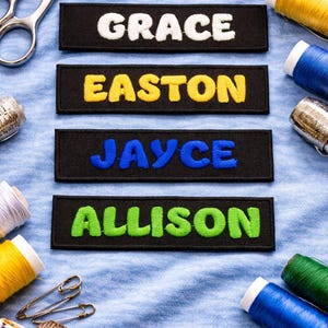 Custom Embroidered Name Patch – Personalized Text Patches | Colorful Name Patch Iron-On or Sew-On | For Clothing, Uniforms, Bags