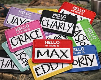 Custom Personalized  "Hello My Name Is" Patch Embroidered Iron-On Custom Applique for Jacket Vest Clothing Backpack Denim Jeans, Funny DIY