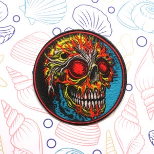 Skeleton Skull Head Patch Iron-on/Sew-on Applique for Jacket Clothing, Halloween Costume, Biker Vest, Horror Fans, Zombies, Ghosts, Scary