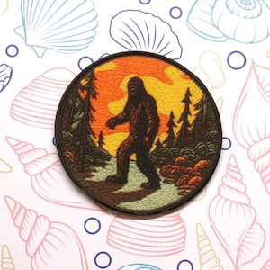 Bigfoot Patch Iron-on/Sew-on Applique for Vest Jacket Clothing, Custom Paranormal Badge, Cryptid Badge, Sasquatch Legend, Mountains Forest