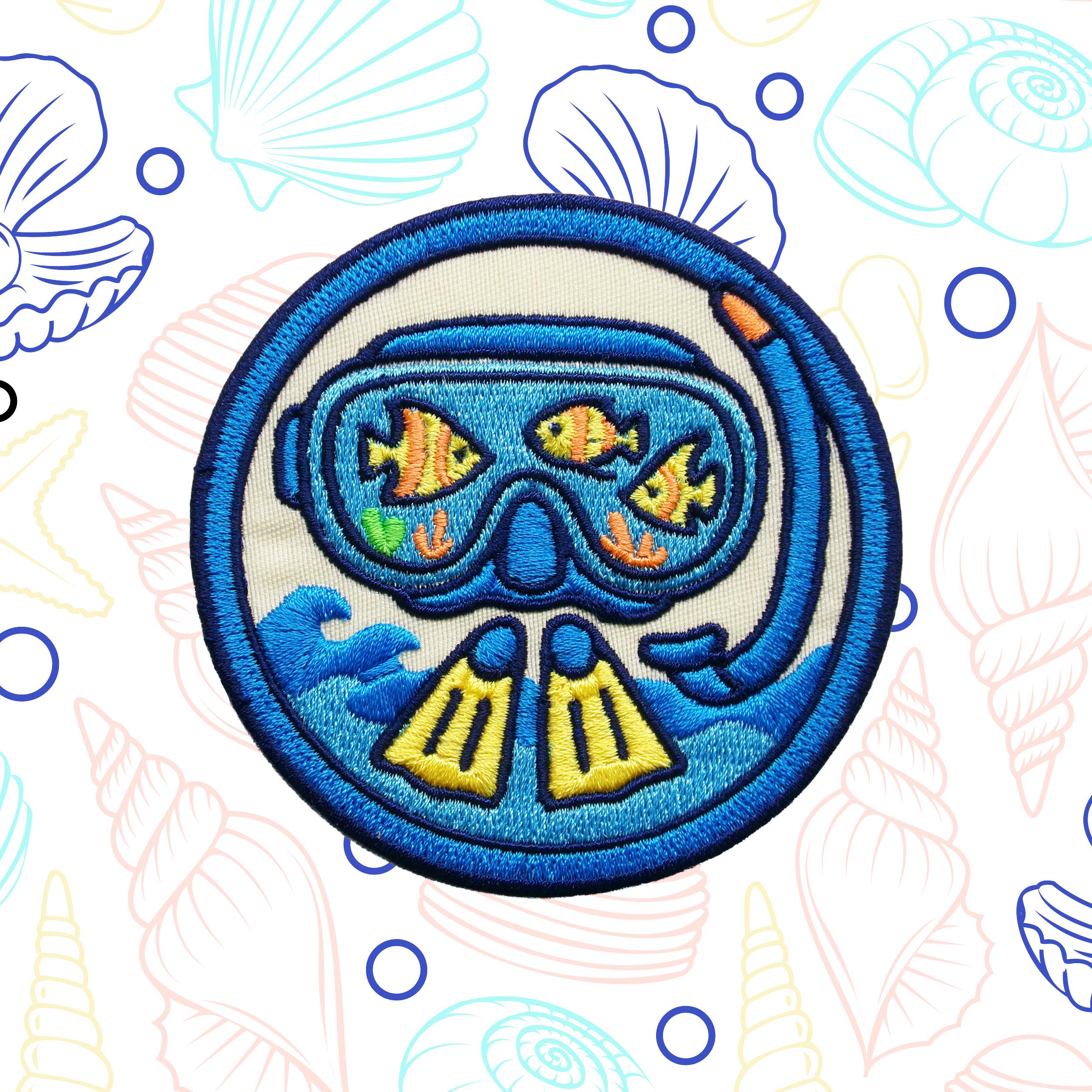 Iron-on Snorkel Adventure Patch/Underwater Scene/Ocean Wave Patch/Sew-On Applique for Bags/Backpack/Diving Adventure Gift/Beach Vibes Patch