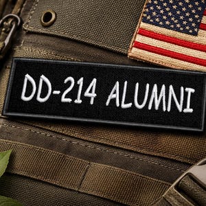 DD-214 Alumni Patch/Military Veteran Discharge/Iron-on Patch/Biker & Vets/Embroidered Sew-on Applique for Clothing Vest/Jacket Hats Backpack