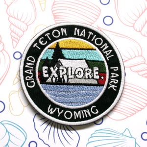 Grand Teton Patch Embroidered Iron-on Applique for Clothing for Jacket for Backpack, National Park Patch, Nature Badge, Wyoming Patch