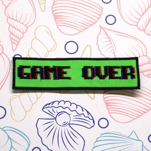 Game Over Patch - Glitch Patch Embroidered Iron-on/Sew-on Applique for Clothes, Video Game, Console/Retro Style/90s Nostalgia, Vintage patch