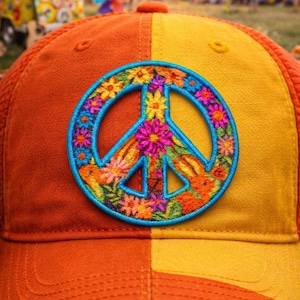 Peace Sign Patch/Iron-on Patch/Decorative Badge/Flower Daisy Boho Hippie Retro/Sew-on Applique for Clothing, Vest/Jacket, Backpack Bild 7