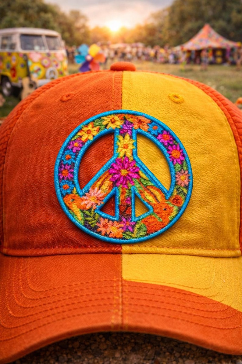 Peace Sign Patch/Iron-on Patch/Decorative Badge/Flower Daisy Boho Hippie Retro/Sew-on Applique for Clothing, Vest/Jacket, Backpack Bild 7