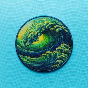 Ocean Waves Patch/Iron-on Patch/Beach Souvenir Gift/Coconut Girl Fun Vacation/Sew-on Applique for Clothing Vest/Jacket Tote Bags Backpacks
