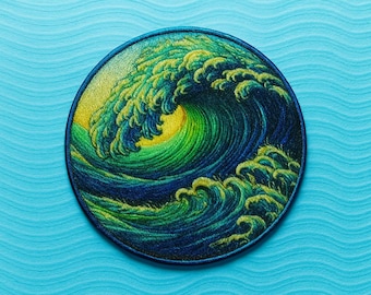 Écusson vagues océaniques/Écusson thermocollant/Cadeau souvenir de plage/Vacances amusantes pour fille coco/Écusson à coudre pour vêtement Gilet/Veste Sacs fourre-tout Sacs à dos