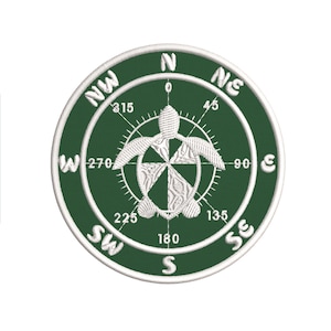 Aplique de bússola/Aplique de tartaruga/Aplique termocolante/Aplique oceano/Aplique bordado para costurar em jaquetas, roupas e mochilas/Garota coco/Vibes de praia Pine Green