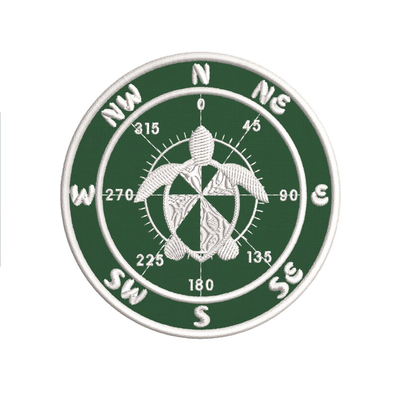Aplique de bússola/Aplique de tartaruga/Aplique termocolante/Aplique oceano/Aplique bordado para costurar em jaquetas, roupas e mochilas/Garota coco/Vibes de praia Pine Green