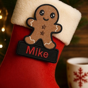 Custom Christmas Name Patch – Personalized Embroidered Holiday Patch – Sew On or Iron On Patch for Clothes, Stockings, Custom Xmas Patches