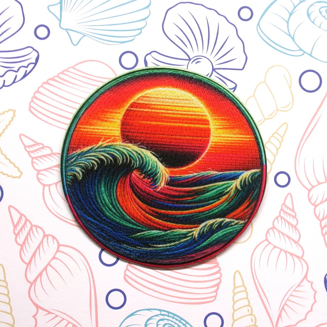 Ocean Waves Patch Iron-on/sew-on Applique Vest Jacket Clothing ...