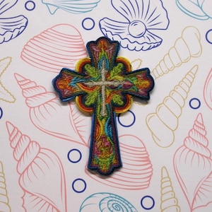 Christian Cross Patch Iron-on/Sew-on Applique for Vest Jacket Backpack Clothes, God, Jesus, Religious, Bible, DIY Craft, Faith, Church Group
