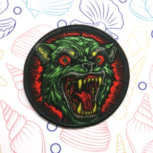 Undead Dog Patch Iron-on/Sew-on Applique for Vest Jacket Clothing, Halloween Costume, Horror Badge, Zombie Animal, Gothic, DIY, Cosplay