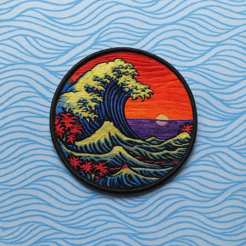 Retro Ocean Waves Patch – Iron-on Badge for Backpacks, Jackets & Summer ...