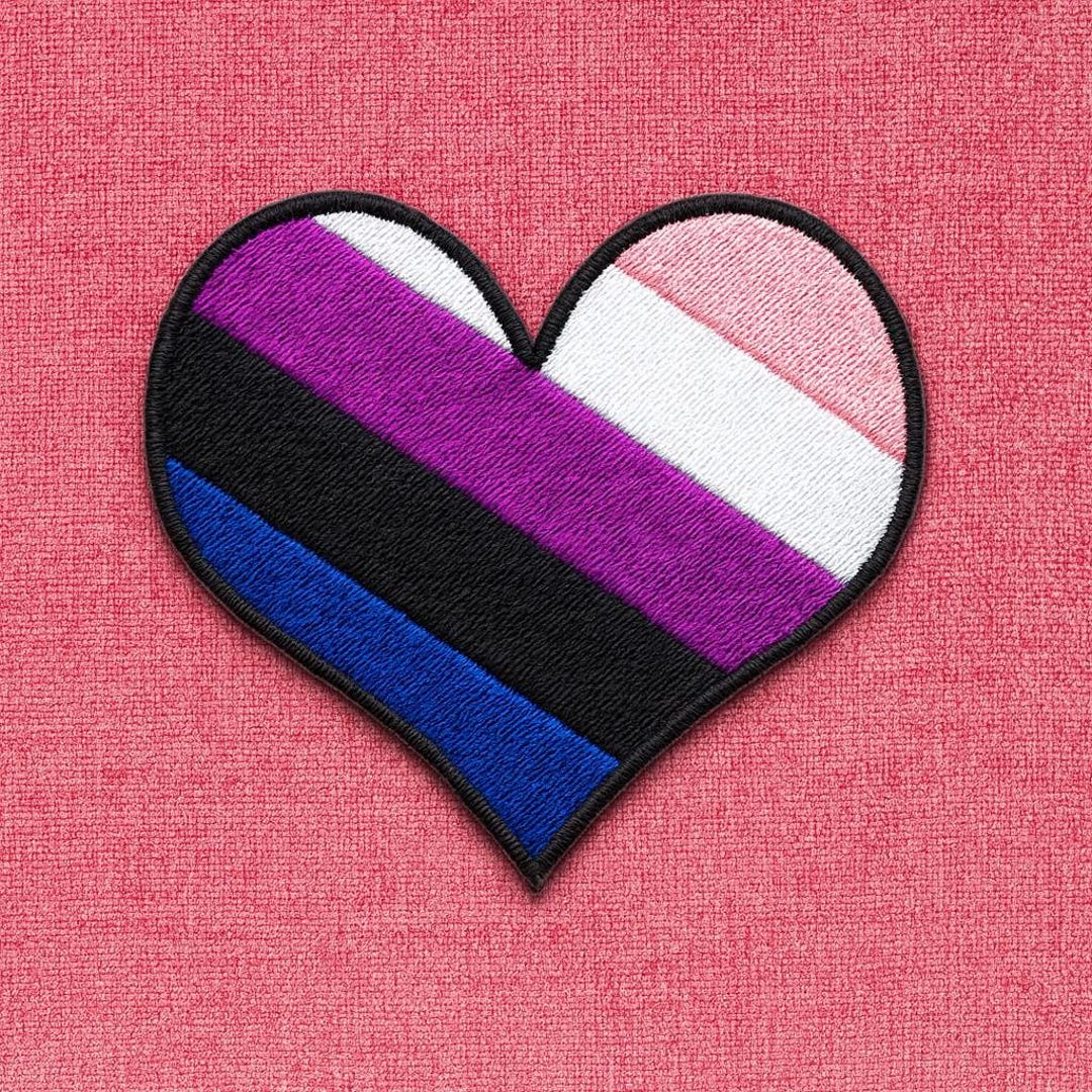 Genderfluid Heart Patch, Iron-on Embroidered Sew-on Applique, Love is ...