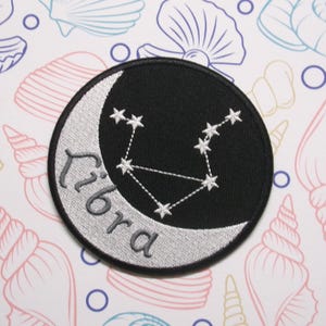 Libra Zodiac Sign Constellation Patch Embroidered Iron-On/Sew-on Applique for Vest Jacket Clothing Backpack, Horoscope, Astrology Star Sign