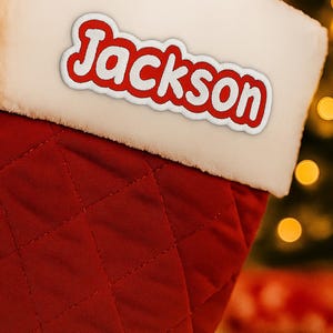 Custom Christmas Name Patch – Personalized Embroidered Holiday Patch – Sew On or Iron On Patch for Clothes, Stockings, Custom Xmas Patches