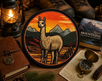 Llama Patch/Iron-on Patch/Wild Animal Badge/Kids Patches/Zoo Souvenir Gift/Sew-on Applique for Clothing Vest/Jacket, Backpack