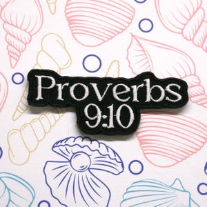 Bible Verse Proverbs 9:10 Patch Embroidered Iron-on/Sew-on Applique for Vest Clothing Backpack, Religious Badge, Christian Bikers, Faith