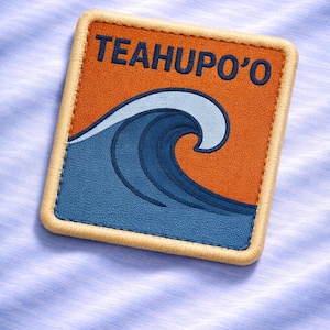 Surfing Patch/Teahupo’o Big Wave/Surfer Patch Gift/Iron-On Patch/Sew-On Applique for Tote Bags Jackets Clothing Backpack/Beach Vibe Souvenir