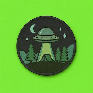 UFO Flying Saucer Patch/Iron-on Patch/Area-51 Badge/Aliens/Spaceship/Retro Sci-fi Gift/Sew-On Applique for Clothing Jackets, Backpacks